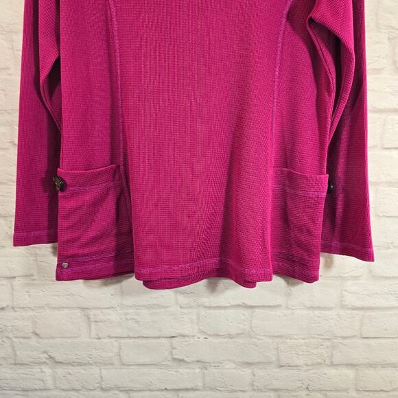 M Neon Buddha Born To Wander Tunic Top Sweater Size XS Pink Waffle Knit Button - Picture 7 of 10